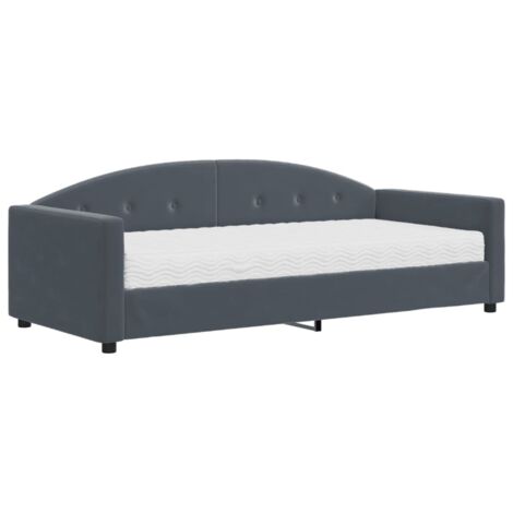 vidaXL Divano Letto con Materasso Grigio Scuro 90x200 cm in Velluto (1/5)