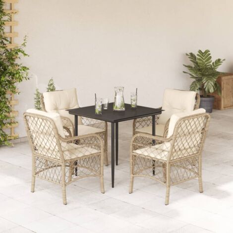 vidaXL Set da Pranzo da Giardino 5 pz con Cuscini Beige in Polyrattan (1/5)