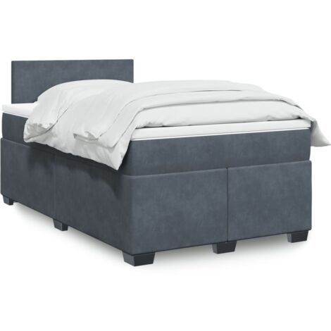 vidaXL Giroletto a Molle con Materasso Grigio Scuro 120x200 cm Velluto