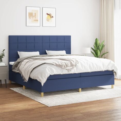 vidaXL Giroletto a Molle con Materasso Blu 200x200 cm in Tessuto (1/5)