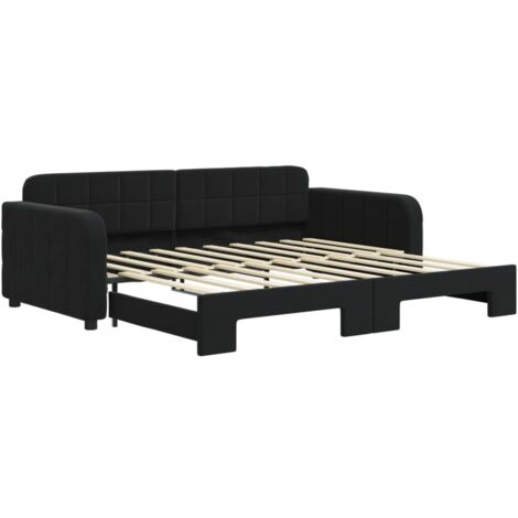 vidaXL Divano Letto con Letto Estraibile Nero 90x190 cm in Velluto