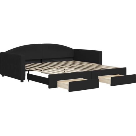 vidaXL Divano Letto Estraibile con Cassetti Nero 100x200 cm in Tessuto