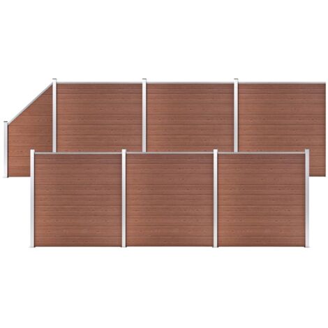 vidaXL Pannelli Recinzione 6 Quadrati 1 Inclinato 1138x186cm Marrone