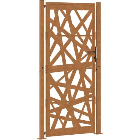 vidaXL Cancello da giardino 105x205 cm in acciaio corten design leggero
