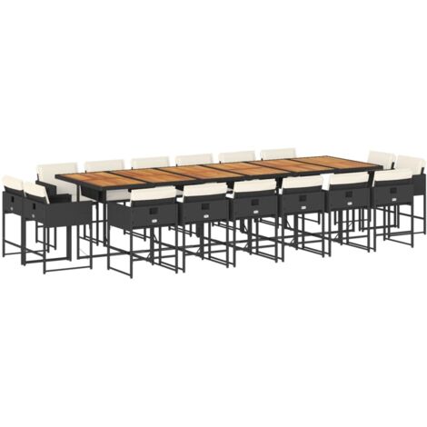 vidaXL Set da Pranzo da Giardino 17 pz con Cuscini Nero in Polyrattan