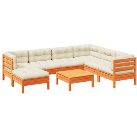 vidaXL Set Divani Giardino 8 pz con Cuscini Marrone Cera Massello Pino (1/5)