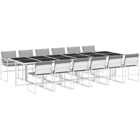 vidaXL Set da Pranzo da Giardino 13 pz con Cuscini Bianco in Textilene (1/5)