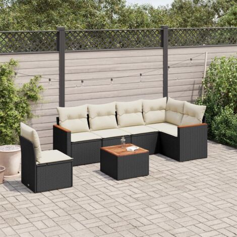 vidaXL Set Divani da Giardino con Cuscini 7pz Nero Polyrattan (1/3)