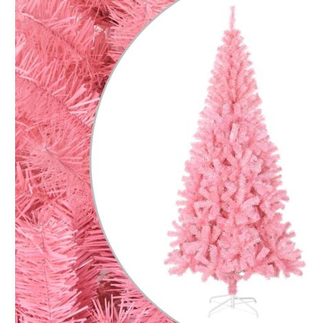 vidaXL Albero di Natale Artificiale Sottile con Base Rosa 210 cm PVC