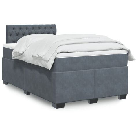 vidaXL Giroletto a Molle con Materasso Grigio Scuro 120x200 cm Velluto