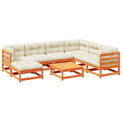 vidaXL Set Divani Giardino 8 pz con Cuscini Marrone Cera Massello Pino (1/5)