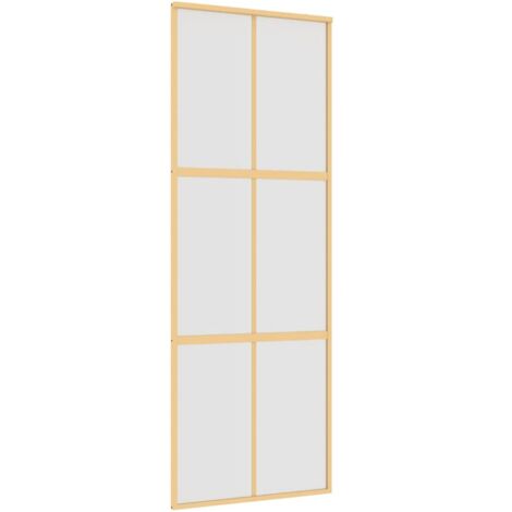 vidaXL Porta Scorrevole Dorata 76x205 Vetro Smerigliato ESG Alluminio