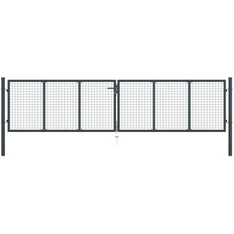 vidaXL Cancello per Giardino in Acciaio Zincato 400x125cm Grigio