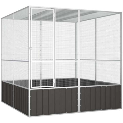vidaXL Gabbia Uccelli Antracite 213,5x217,5x211,5 cm Acciaio Zincato