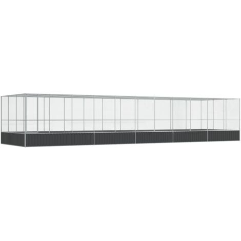 vidaXL Voliera con Estensione Argento 1139x307x212 cm in Acciaio