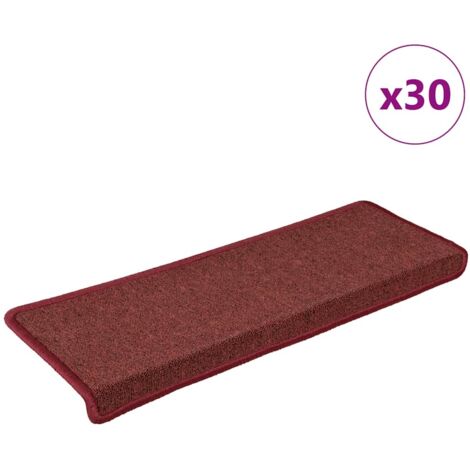 Tappetini per scale 30 pz 65x21x4 cm Bordeaux bordo rettangolare vidaXL