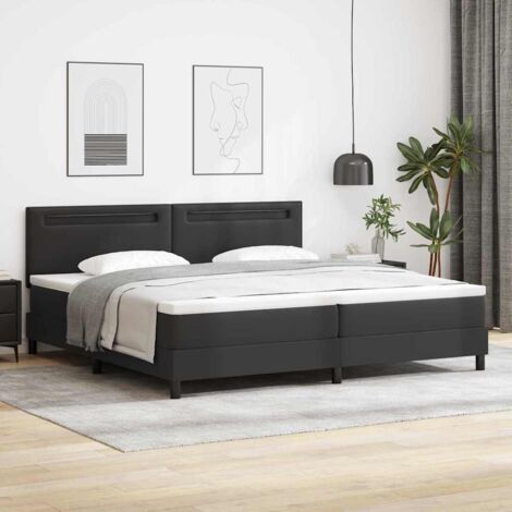 vidaXL Struttura letto con materasso Nero 200 x 200 cm Pelle sintetica