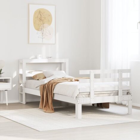 vidaXL Giroletto con Testiera senza Materasso Bianco 90x190 cm (1/4)