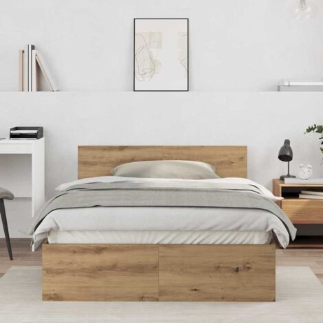 vidaXL Telaio del Letto con testiera Rovere artigianale 120 x 190 cm
