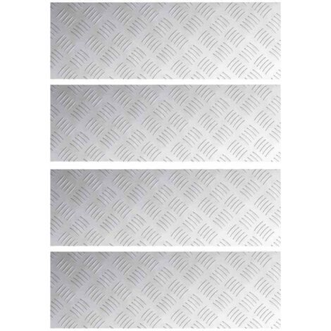 vidaXL Dischi Quadrati 4 pcs Argento 60 x 20 cm Alluminio