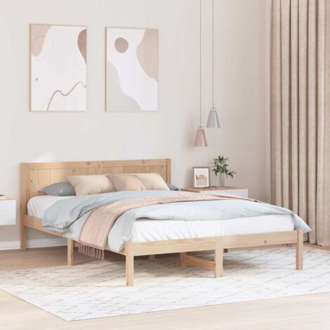 vidaXL Struttura del letto Marrone 150 x 200 cm Legno massello di pino (1/5)