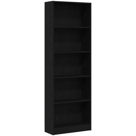 vidaXL Libreria Rovere Nero 60 x 24 x 176 cm Legno multistrato