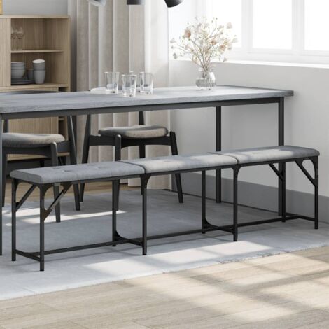 vidaXL Panca da Pranzo Grigio Chiaro 186x32x45 cm in Acciaio e Tessuto