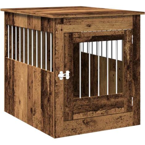 vidaXL Gabbia Cani da Arredamento Legno Antico Legno Multistrato