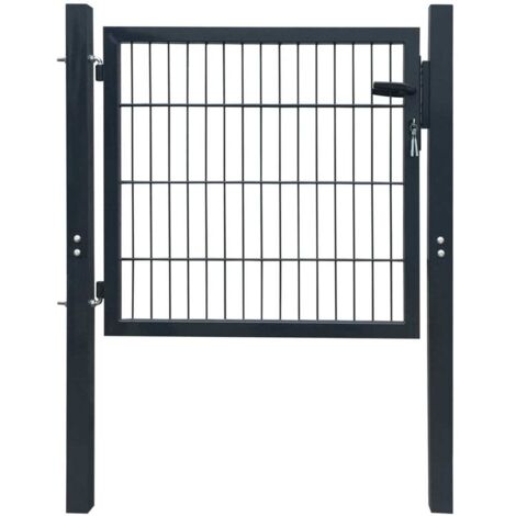 Cancello per Recinzione in Acciaio Antracite 105x150 cm