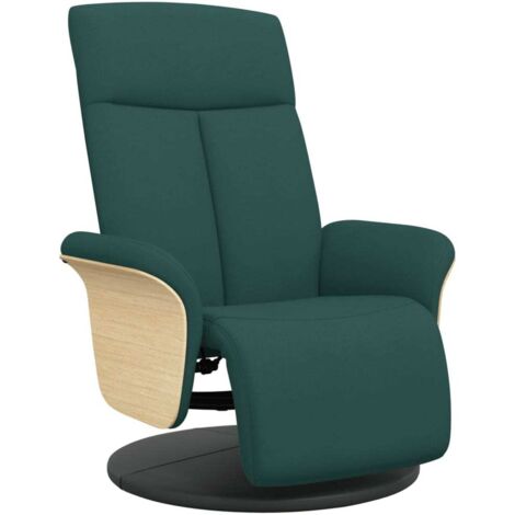 vidaXL Poltrona Reclinabile con Poggiapiedi Verde Scuro in Tessuto