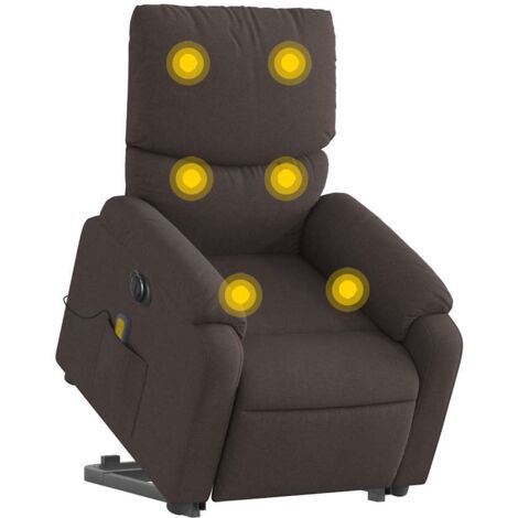 Poltrona Alzapersona Massaggio Elettrica Marrone Scuro Tessuto 808289 (1/5)
