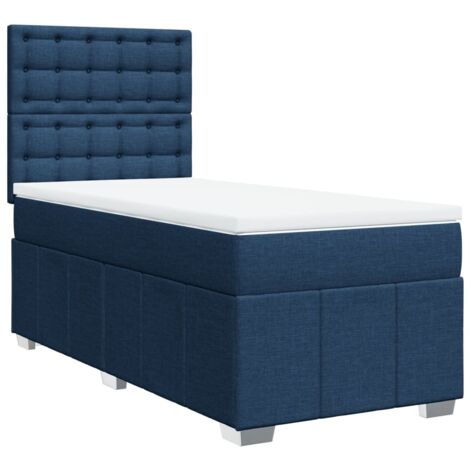 vidaXL Giroletto a Molle con Materasso Blu 90x200 cm inTessuto
