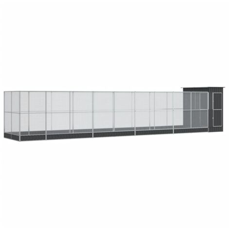 vidaXL Voliera con Estensione Argento 1037x203x216 cm in Acciaio