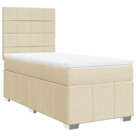 vidaXL Giroletto a Molle con Materasso Crema 90x200 cm inTessuto