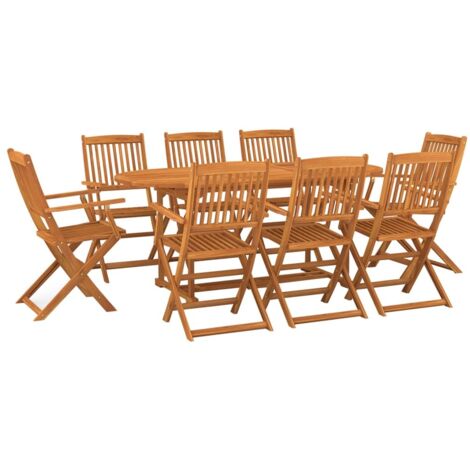 Set da Pranzo da Giardino 9pz 180x90x75cm Legno Massello Acacia vidaXL