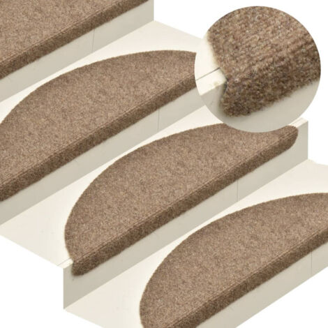 vidaXL Tappetini per scale autoadesivi 15 pz 56x17x3 cm beige semicircolari
