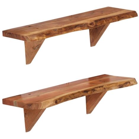 vidaXL Mensole 2 pz 60x20x18 cm in Legno Massello di Acacia
