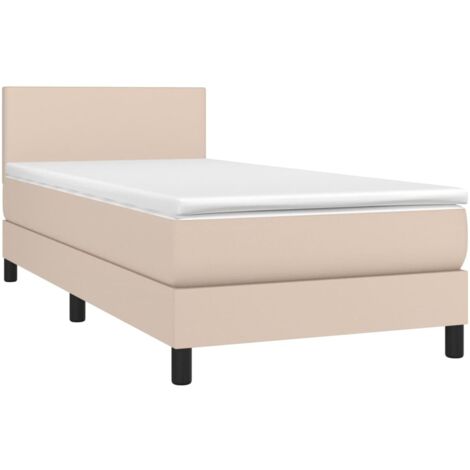 vidaXL Giroletto a Molle con Materasso Cappuccino 90x200 cm Similpelle