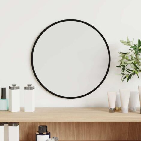 Specchio da Parete Nero Ø 30 cm Rotondo vidaXL
