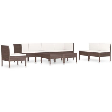 Set Divani da Giardino 9 pz con Cuscini in Polyrattan Marrone vidaXL