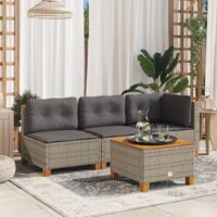 Divano Angolare da Giardino con Cuscini Grigio in Polyrattan vidaXL
