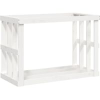 vidaXL Portaceppi da Esterno Bianco 108x52x74 cm Legno Massello Pino