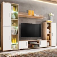 Parete Attrezzata Porta TV con Luci LED Rovere Sonoma e Bianco vidaXL