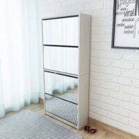 Scarpiera a 4 Strati con Specchio Bianca 63x17x134 cm vidaXL