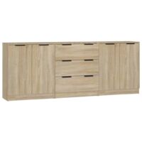 vidaXL Credenze 3 pz Rovere Sonoma in Legno Multistrato