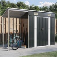 vidaXL Capanno Giardino Tetto Esteso Antracite 277x107x181cm Acciaio