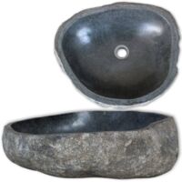 vidaXL Lavandino in Pietra di Fiume Ovale (29-38)x(24-31) cm