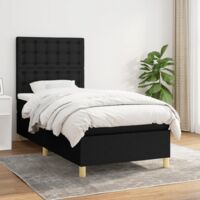 vidaXL Giroletto a Molle con Materasso Nero 90x190 cm in Tessuto