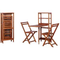 vidaXL Set da Bistrot 3 pz Pieghevole in Legno Massello di Acacia