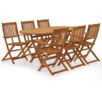 vidaXL Set da Pranzo da Giardino 7 pz Pieghevole in Massello di Acacia